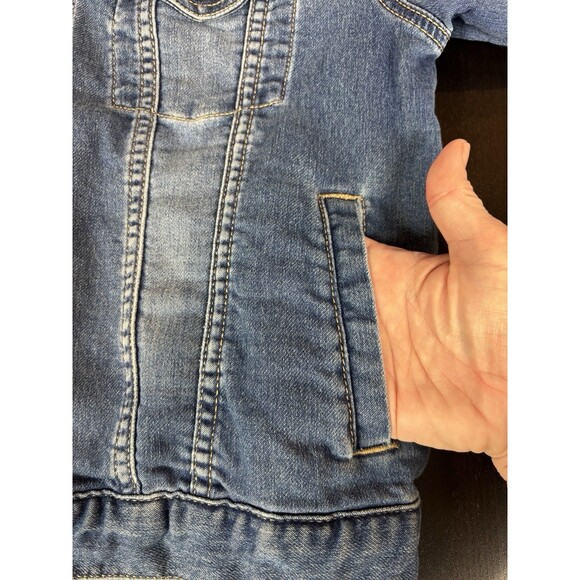 Gap for Good Denim Jacket Blue XL Regular Cropped Trucker Classic Stretch - Picture 8 of 11